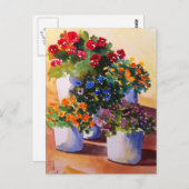 Carte postale Pots à fleurs colorés (Devant / Derrière)