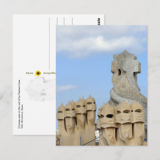 Carte Postale Pots de cheminée de La Pedrera, Barcelone, Espagne (Devant / Derrière)