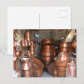Carte Postale Pots De Cuivre Sur Le Marché (Devant / Derrière)