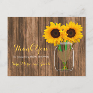 Carte Postale Pots de fleurs tournesol mason - Merci