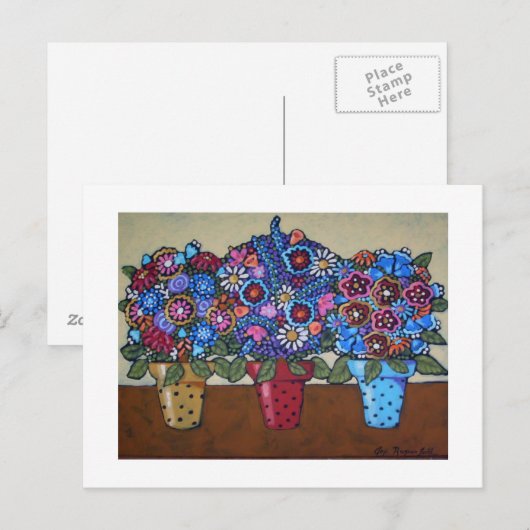 Carte Postale Pots de points Polka (Devant / Derrière)