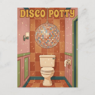 Carte Postale Potty Disco Humour de salle de bain rétro avec bou