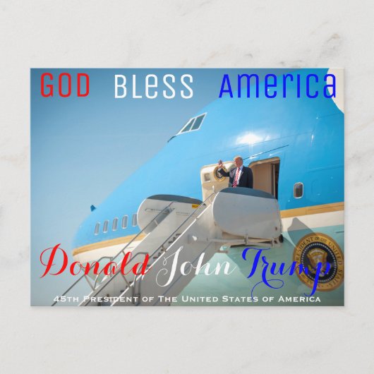 Carte Postale POTUS Donald Trump agitant Air Force One USA (Devant)