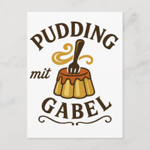 Carte Postale Pouding avec fourchette design amusant