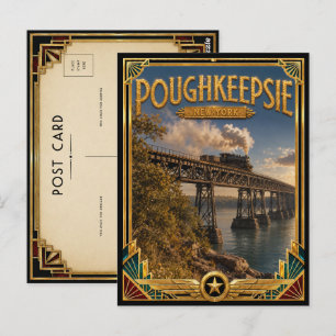 Carte Postale Poughkeepsie New York Art Déco vintage de l'âge d'