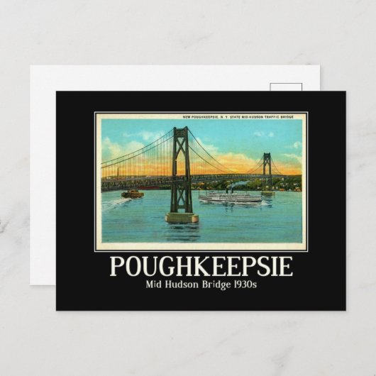 Carte Postale Poughkeepsie NY Mid Hudson Bridge 1930 (Devant / Derrière)