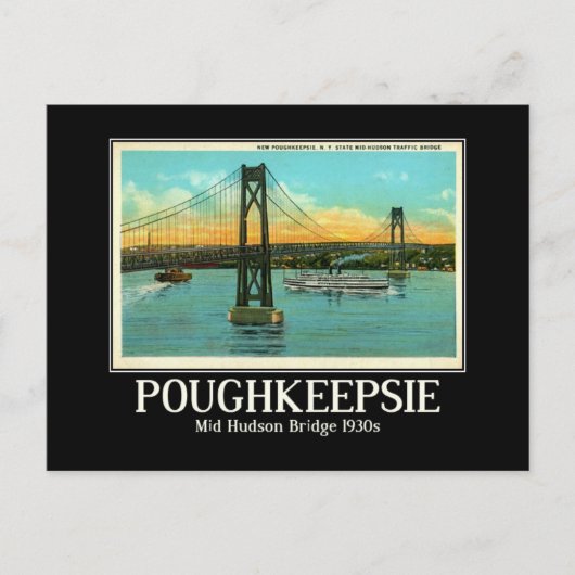 Carte Postale Poughkeepsie NY Mid Hudson Bridge 1930 (Devant)