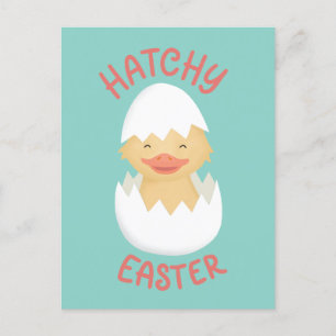 Carte Postale Poule à couver de Pâques mignonne à couver
