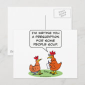 Carte Postale poule gens médecin soupe de patient (Devant / Derrière)