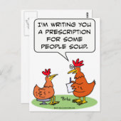 Carte Postale poule gens médecin soupe de patient (Devant / Derrière)