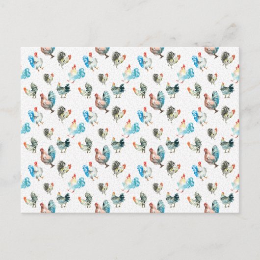 Carte Postale Poules de campagne amoureuses de poulets (Devant)