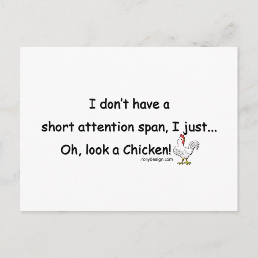 Carte Postale Poulet à courte attention (Devant)
