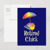 Carte Postale Poulet à la retraite - Texte blanc sur fond sombre (Devant / Derrière)