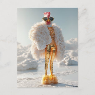 Carte Postale Poulet de Glam sur glace