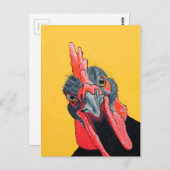 Carte Postale poulet en colère en jaune (Devant / Derrière)