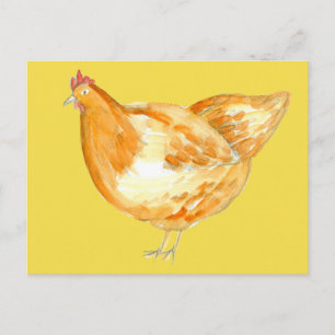 Carte Postale Poulet Hen ferme Animal Sunshine Jaune