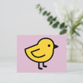 Carte Postale Poulet Jaune Sur Fond Rose (Debout devant)