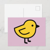 Carte Postale Poulet Jaune Sur Fond Rose (Devant / Derrière)