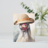 Carte Postale Poulet mignon Avec Casquette Soleil (Debout devant)