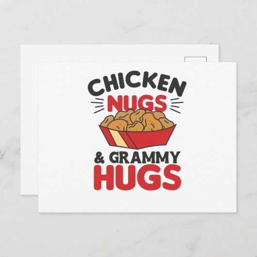 Carte Postale Poulet Nugs Et Grammy Hugs Drôle Nourriture Nugget (Devant / Derrière)
