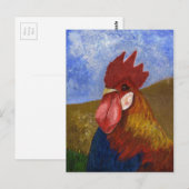 Carte Postale Poulet / Peinture de coq (Devant / Derrière)