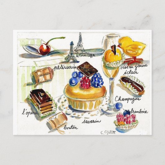 Carte Postale Poulet Petites visites Paris (Devant)