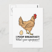 Carte Postale Poulet Poops Petit-déjeuner Drôle Design (Devant / Derrière)