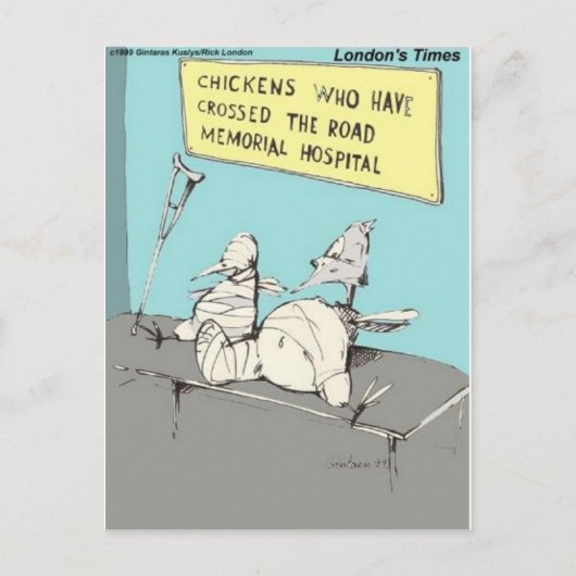 Carte Postale Poulet Qui A Traversé L'Hôpital Memorial Road (Devant)