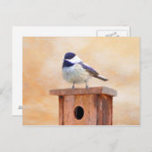 Carte Postale Poulet sur la peinture d'oiseaux Art original (Devant / Derrière)