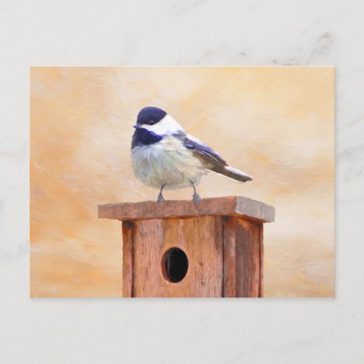 Carte Postale Poulet sur la peinture d'oiseaux Art original (Devant)