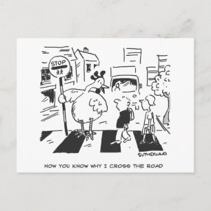 Carte Postale Poulet sur un journal de passage à l'école