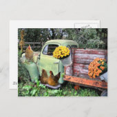 Carte Postale Poulets et vieille camionnette (Devant / Derrière)