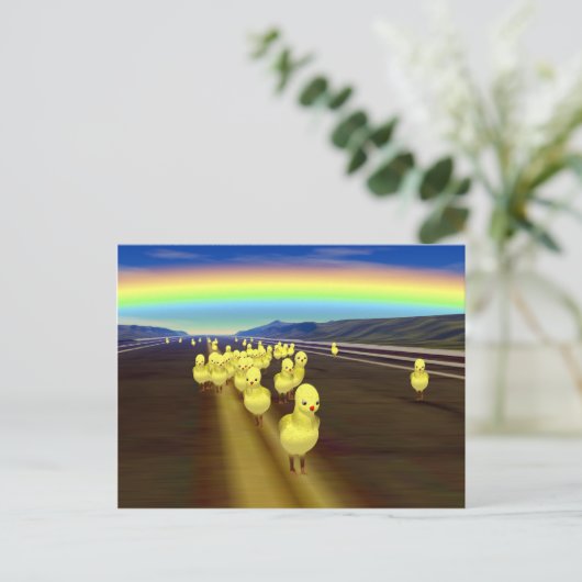 Carte Postale Poulets sur la route (Debout devant)