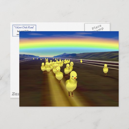 Carte Postale Poulets sur la route (Devant / Derrière)
