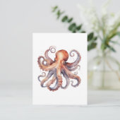 Carte Postale Poulpe à l'aquarelle (Debout devant)