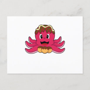 Carte Postale Poulpe avec gâteau