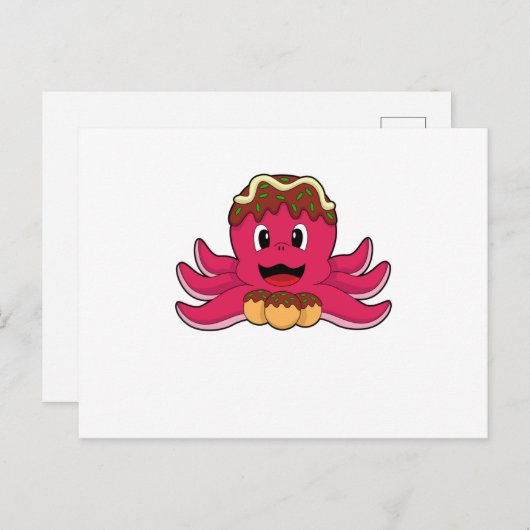 Carte Postale Poulpe avec gâteau (Devant / Derrière)