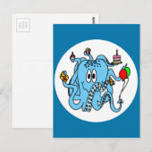 Carte Postale Poulpe d'anniversaire (Devant / Derrière)