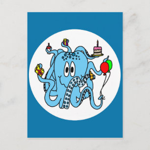 Carte Postale Poulpe d'anniversaire