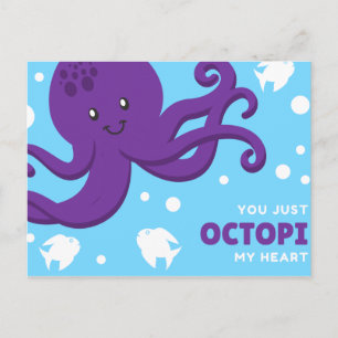 Carte Postale Poulpe de dessin animé drôle