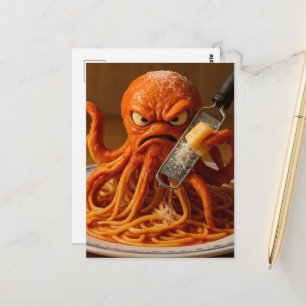 Carte Postale Poulpe de spaghetti en colère surréaliste