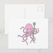 Carte Postale Poulpe en magicien avec trident (Devant / Derrière)