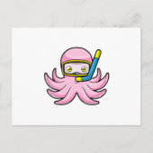 Carte Postale Poulpe en plongée avec masque et lunettes de natat (Devant)