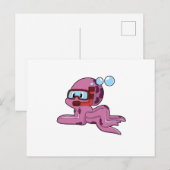 Carte Postale Poulpe en plongeur avec tuba (Devant / Derrière)