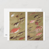 Carte Postale Poulpe et poisson par Ito Jakuchu (Devant / Derrière)