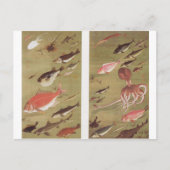 Carte Postale Poulpe et poisson par Ito Jakuchu (Devant)