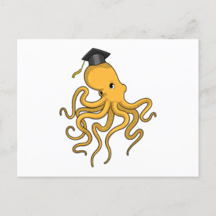 Carte Postale Poulpe étudiant avec diplôme