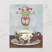 Carte Postale Poupée clown Pierrot Jumer dans une tasse de thé (Devant)