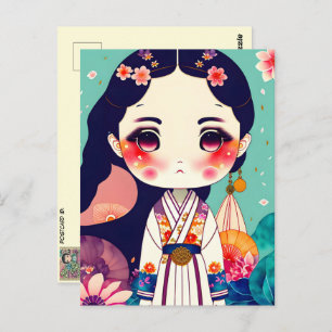 Carte Postale Poupée Cute Kokeshi, poste