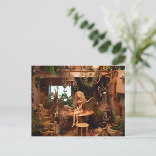 Carte Postale Poupée dans une cabane d'arbres drôle anatomie (Debout devant)